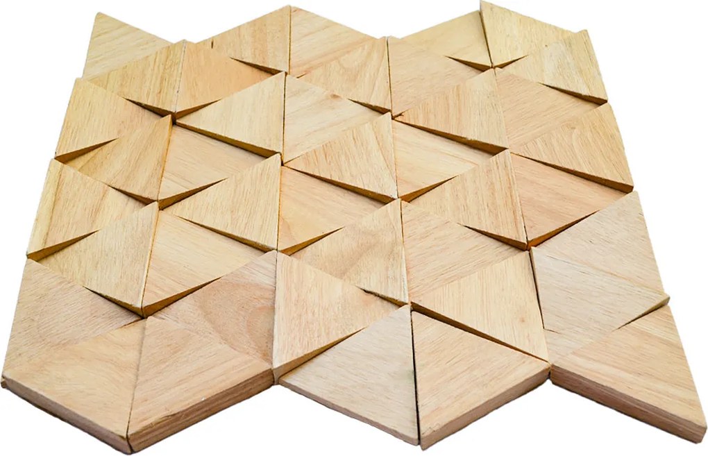 3D Houten Wandpaneel | Rubberwood Compact | 28×30 cm | Wanddecoratie