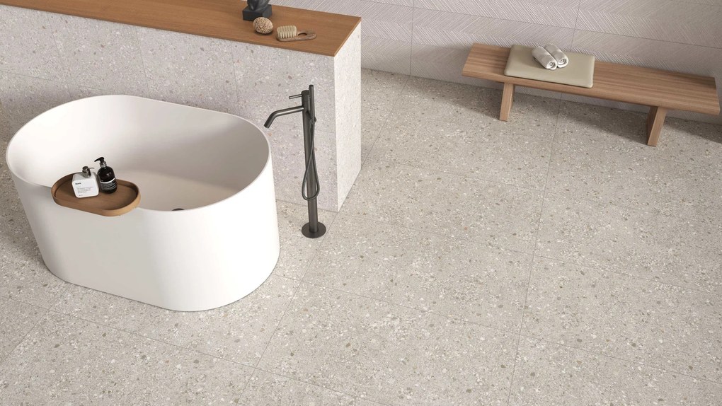 Valence Orizz vloertegel antraciet mat 60x120cm terrazzo