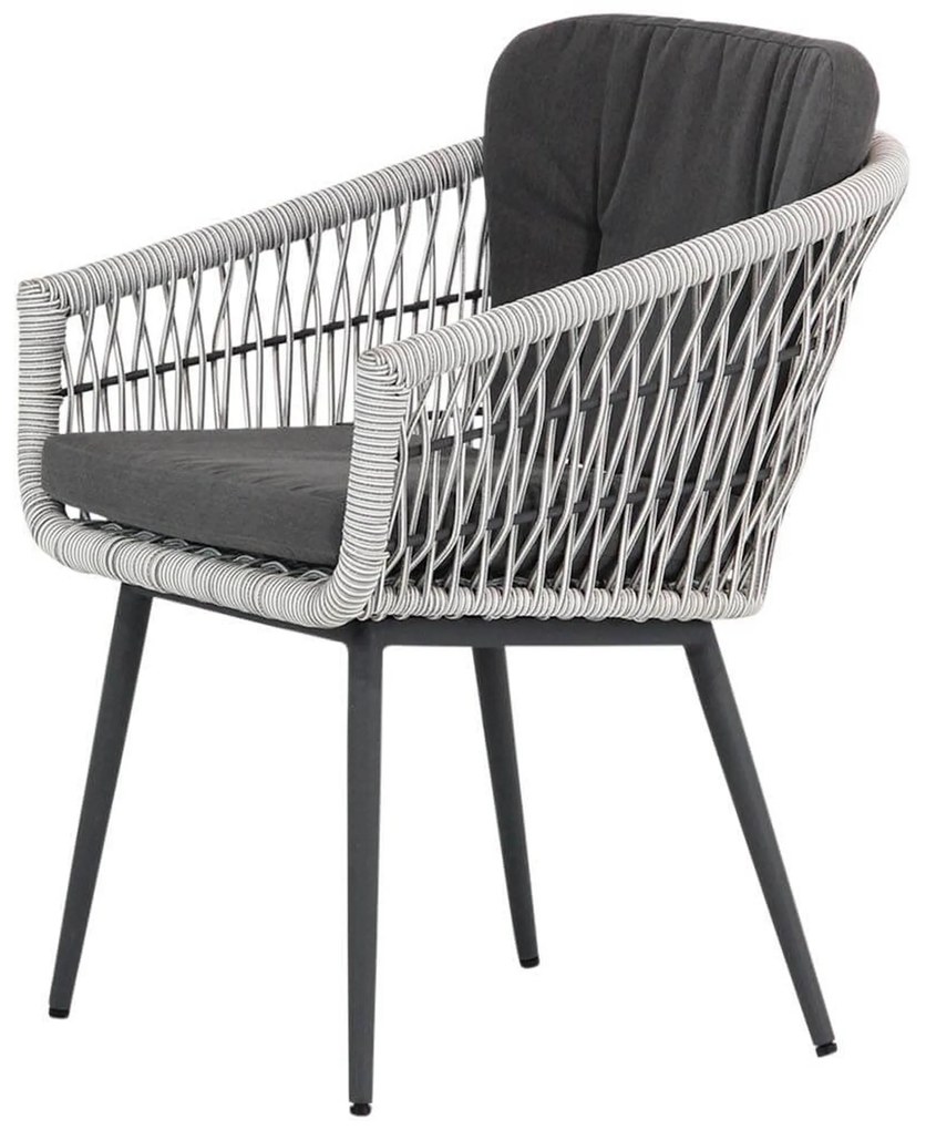 Tuinset Ronde Tuintafel 4 personen 130 cm Rope Wit  Lifestyle Garden Furniture Western/Montana