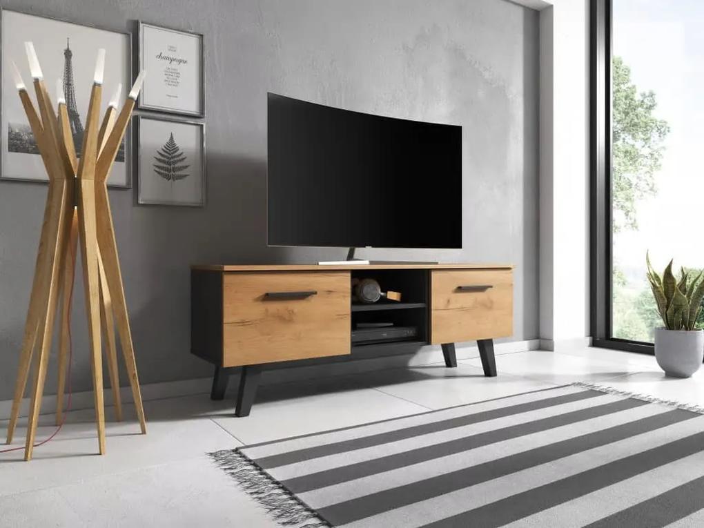 TV Meubel Zwart & Eiken 140 cm - Scandinavisch Design