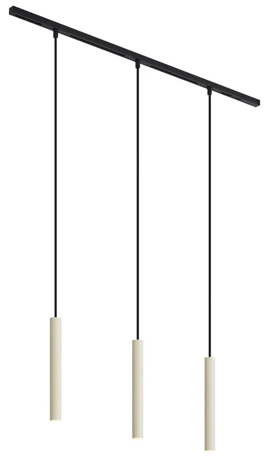 Modern railsysteem met 3 hanglampen beige met zwart 1-fase - Slimline Keno