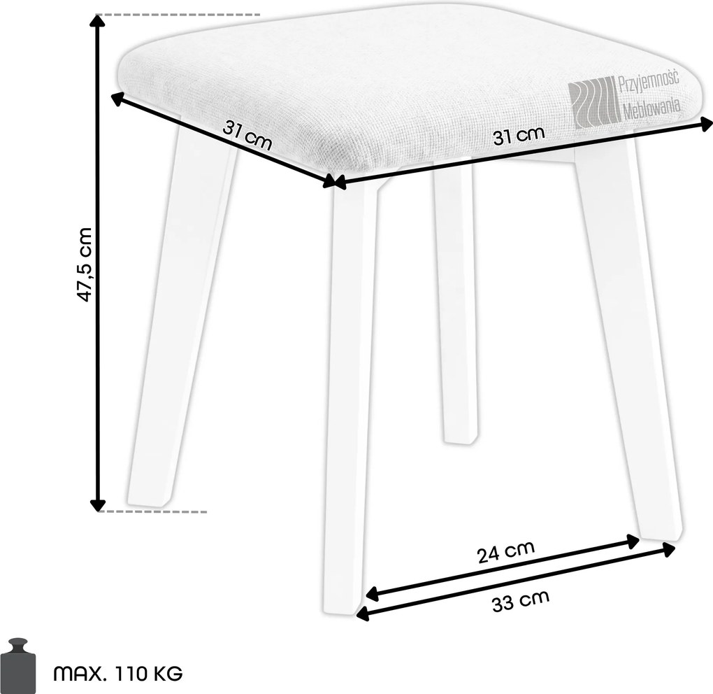 Mazzoni MILO Grijs (stof Storm 97)/eiken onderstel - VIERKANTE GESTOFFEERDE KRUK VOOR KEUKEN/WOONKAMER