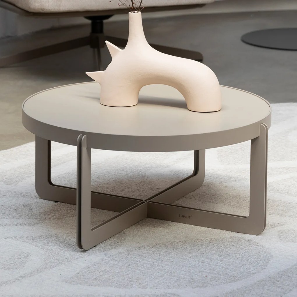 Zuiver Centre Round Beige Ronde Design Salontafel Beige - 68 X 68cm.