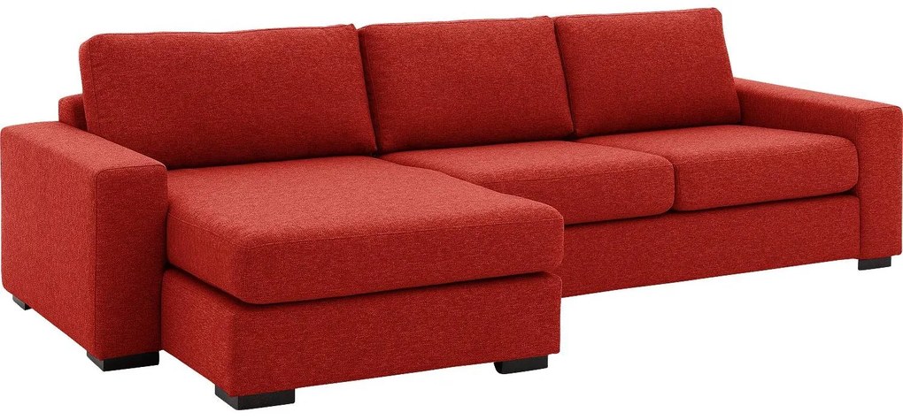 Goossens Hoekbank Lucca Met Chaise Longue rood, stof, stijlvol landelijk