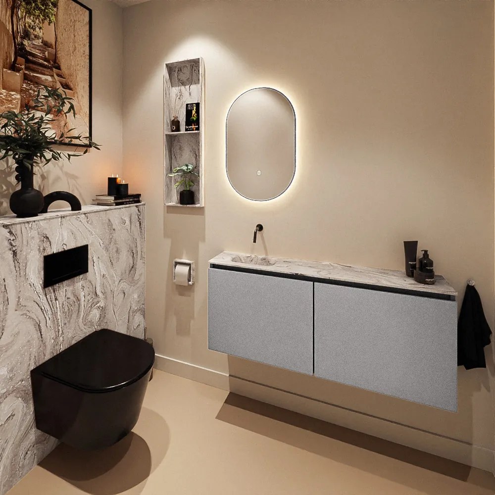 Mondiaz Ture DLux toiletmeubel 120cm plata met wastafel glace links zonder kraangat