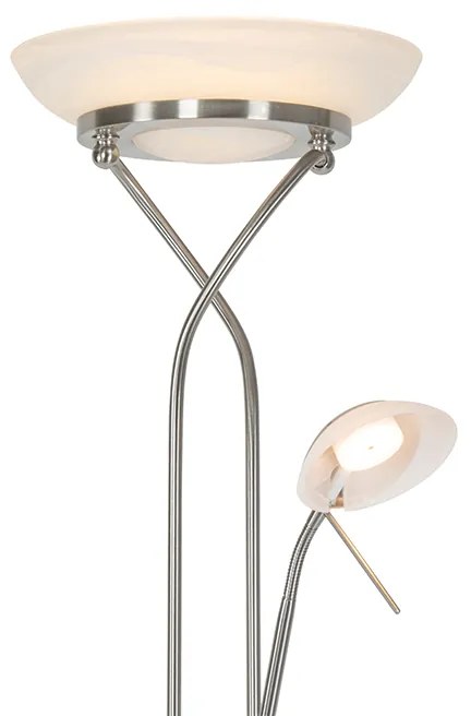 Vloerlamp staal incl. LED en dimmer met leeslamp - Empoli Modern Binnenverlichting Lamp