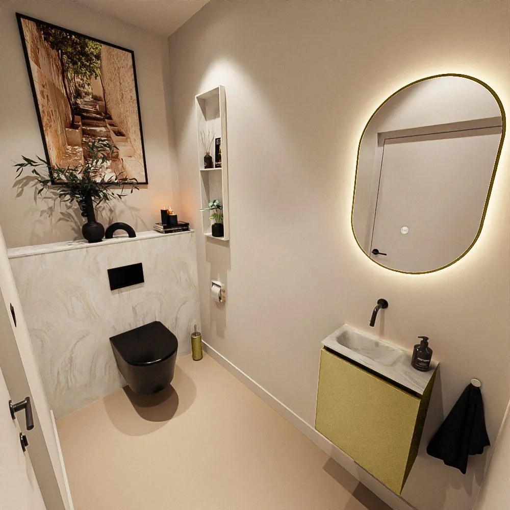 Mondiaz Ture DLux toiletmeubel 40cm oro met wastafel ostra links zonder kraangat