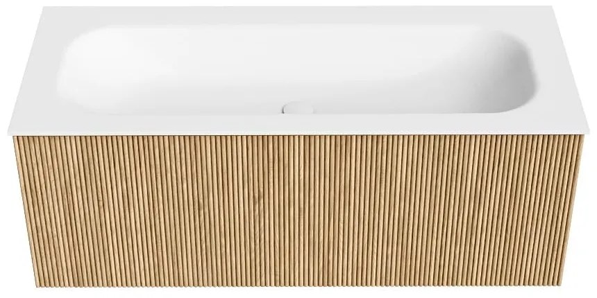 Mondiaz Kurve 110cm badmeubel oak met 1 lade en wastafel big medium midden 1 kraangat
