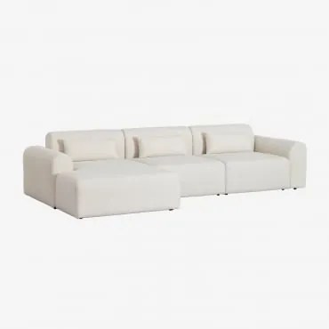 3-delige Modulaire Chaise Longue-bank Met Rechterhoek In Borjan Borreguito Chenille White - Sklum