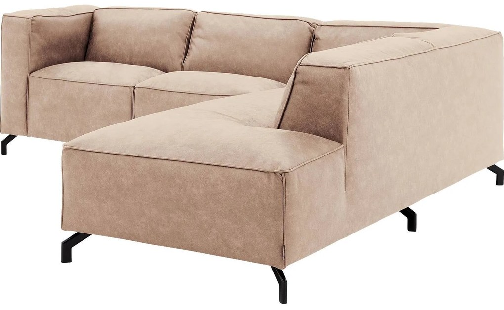 Goossens Bank Calvin beige, micro leer, 2-zits, modern design met ligelement rechts