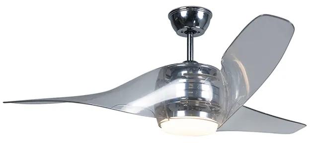 Plafondventilator met lamp chroom incl. LED met afstandsbediening - Sirocco 50 Modern rond Binnenverlichting Lamp