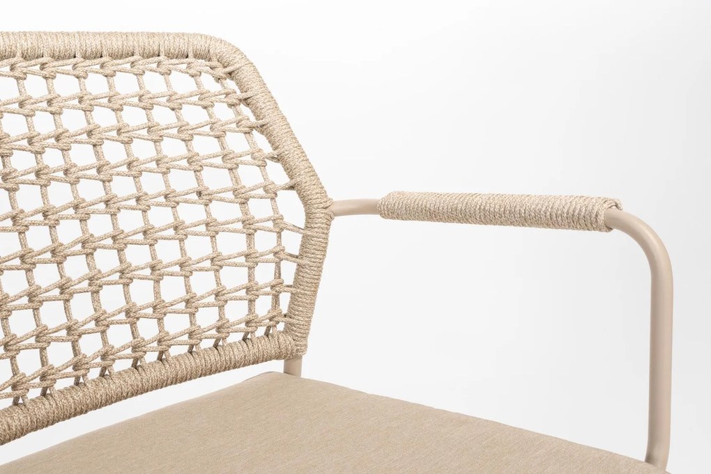 Taste by 4 Seasons Barista tuinset latte met Donato tuintafel latte met geprint keramisch blad Ø 160 cm Tuinset   beige weerbestendig