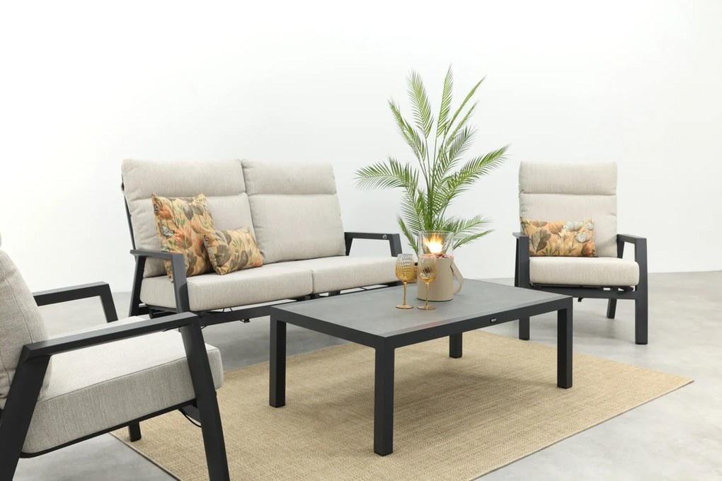 Lagos/Atlanta stoel-bank loungeset 4-delig verstelbaar - Antraciet