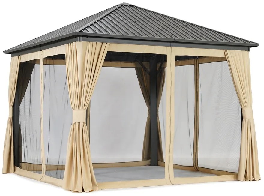 Metalen tuinhuis Sardinia Premium 3x3 Tuinpunt beige