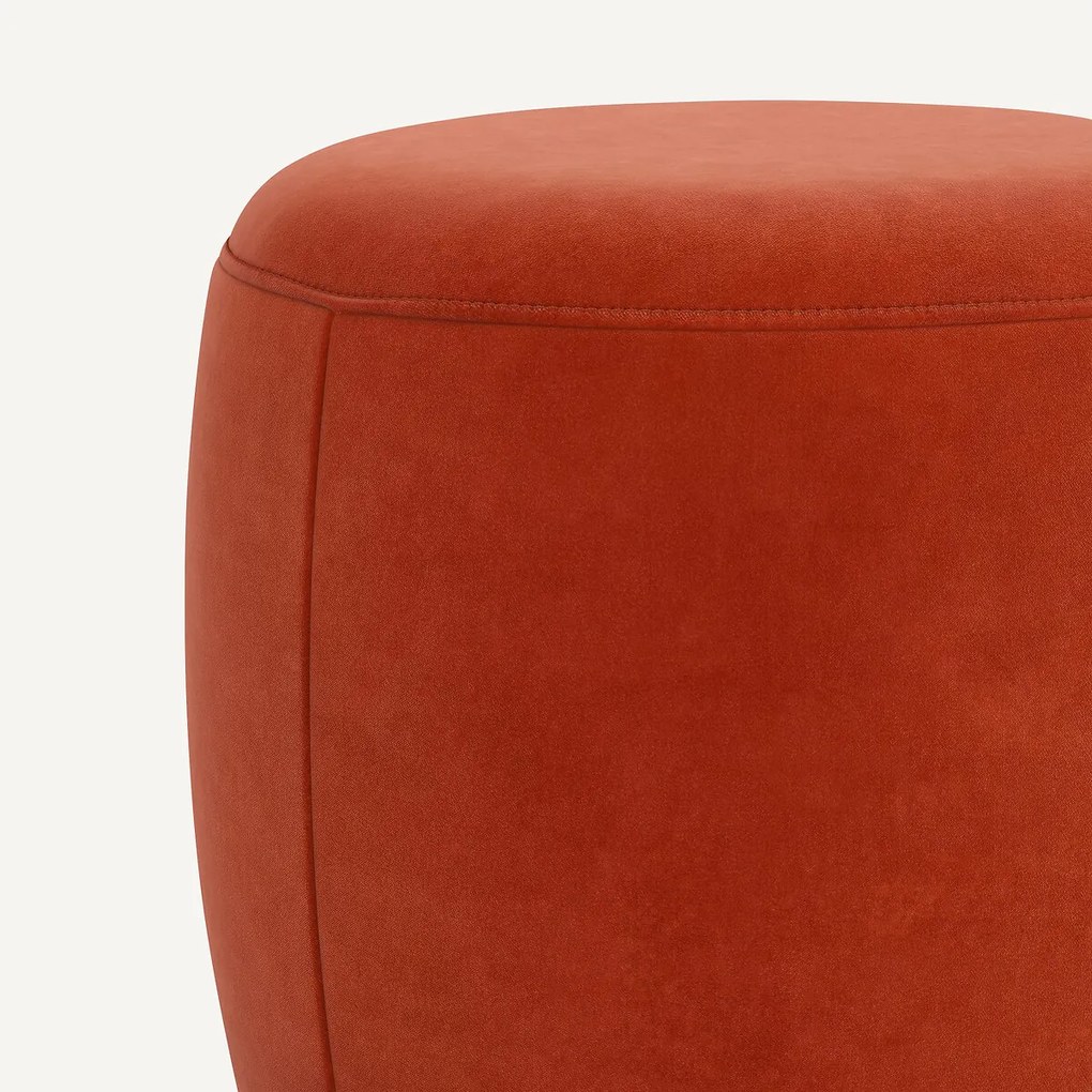 Poef van fluweel, Rosebury, ontwerp door Emmanuel Gallina