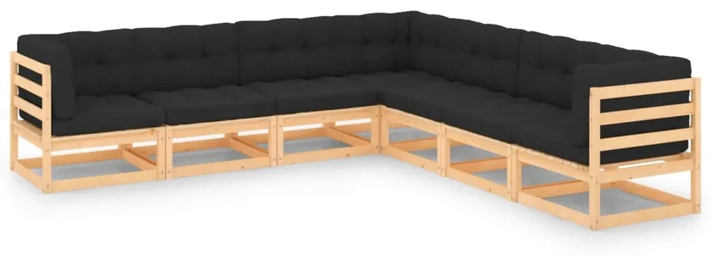 vidaXL 7-delige Loungeset met kussens massief grenenhout