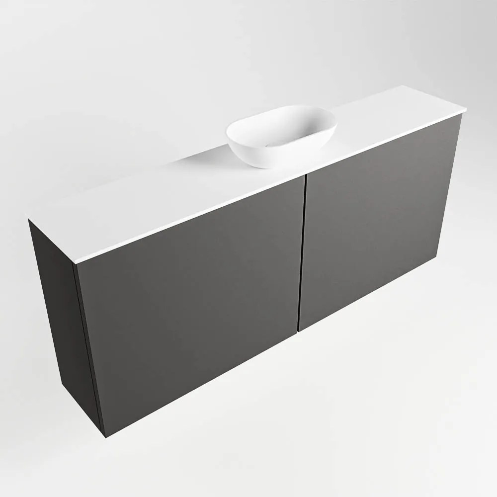 Mondiaz Fowy toiletmeubel 120cm dark grey met witte waskom midden en kraangat