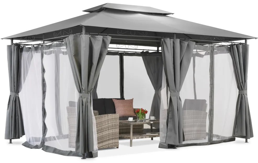 Tuinpaviljoen met muskietennet antraciet Ibiza 3x4m Garden Point