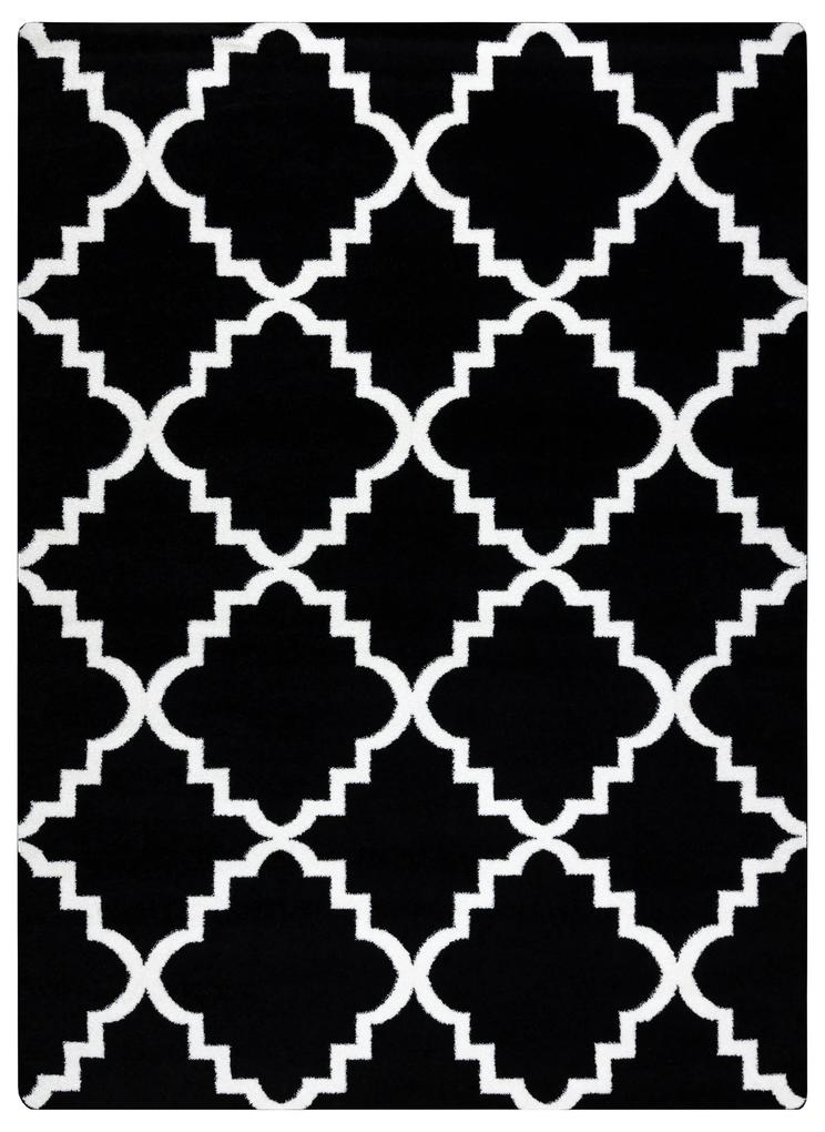 Tapijt SKETCH - F343 zwart /wit klaver Marokkaanse , trellis
