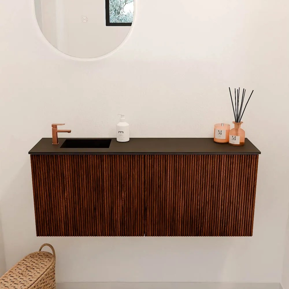 Mondiaz Joya 100cm toiletmeubel ruby met wastafel faye links 1 kraangat urban