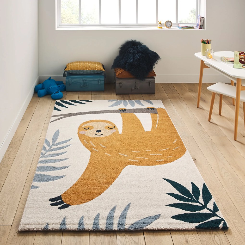 Vloerkleed voor kinderen met luiaard motief, Mani
