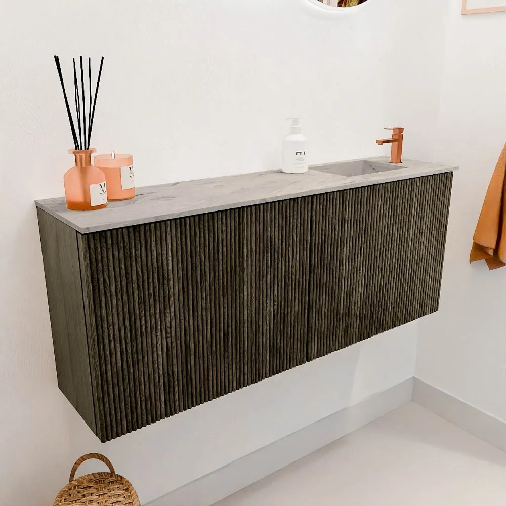 Mondiaz Joya DLux 100cm toiletmeubel shadow met wastafel faye rechts 1 kraangat glace