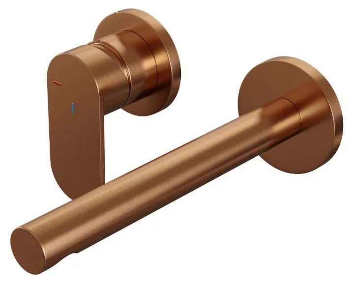 Brauer Copper Edition ColdStart wastafelkraan inbouw rechte uitloop en rozetten model C2 koper geborsteld PVD