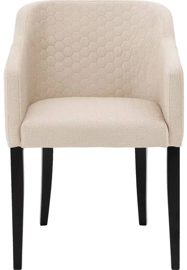 Goossens Eetkamerstoel Peda beige stof met armleuning, elegant chic