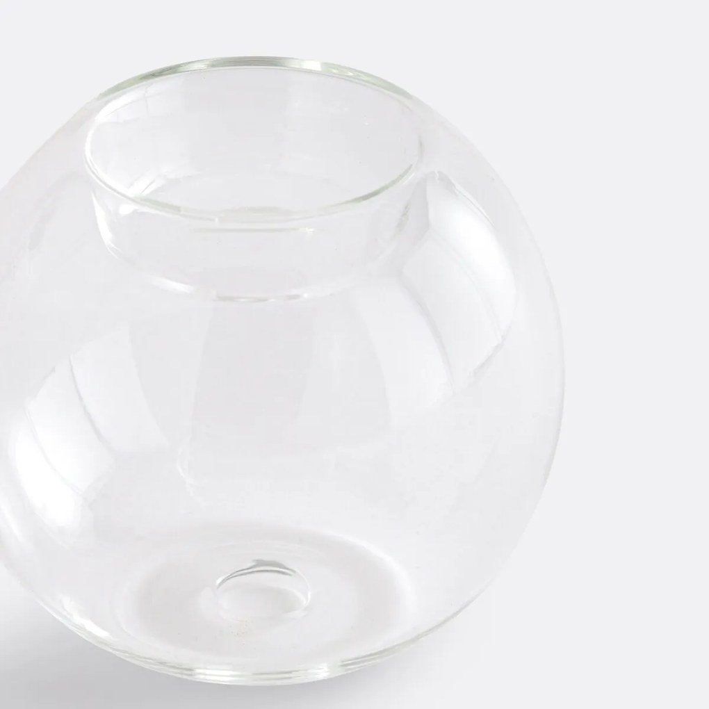 Set van 2 kandelaars van transparant glas, hoogte 7,5 cm, OVIA