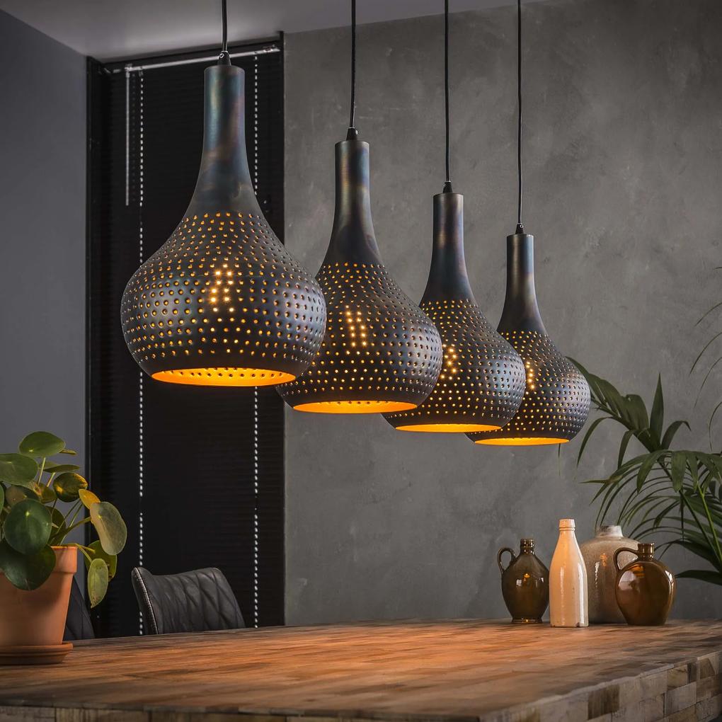 Hanglamp 'Judd' 4-lamps, kleur Zwart/bruin