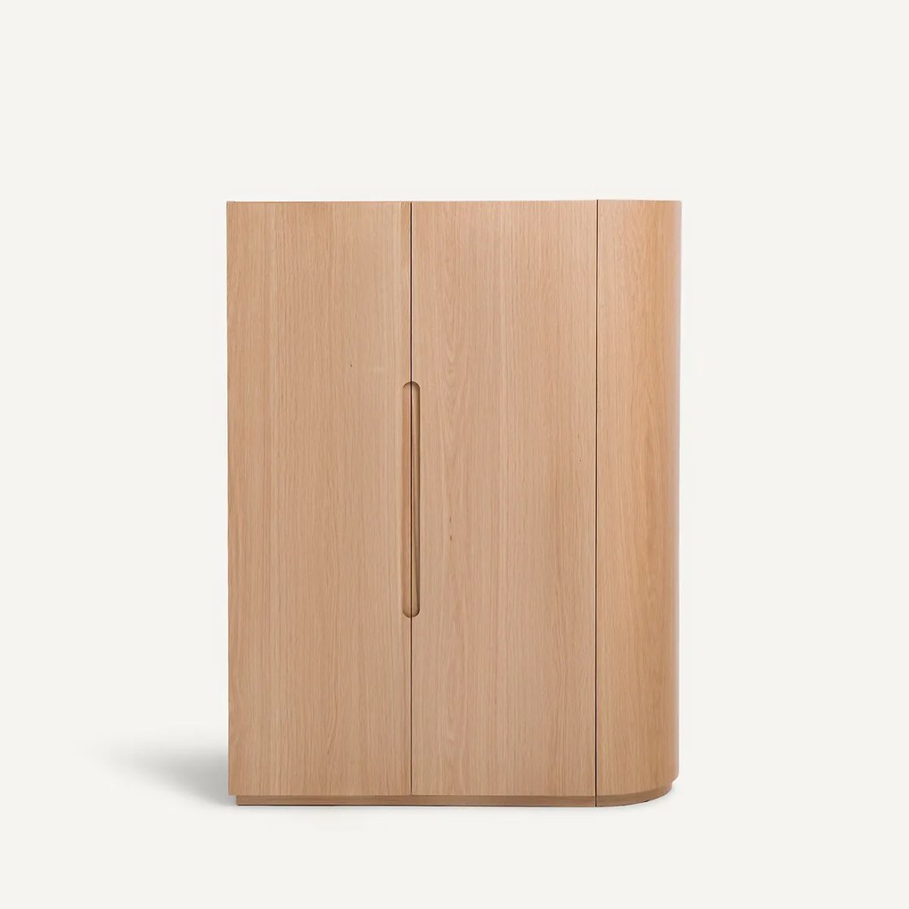 Element met ronde hoek voor modulaire kledingkast, in eikenfineer, EVORIA