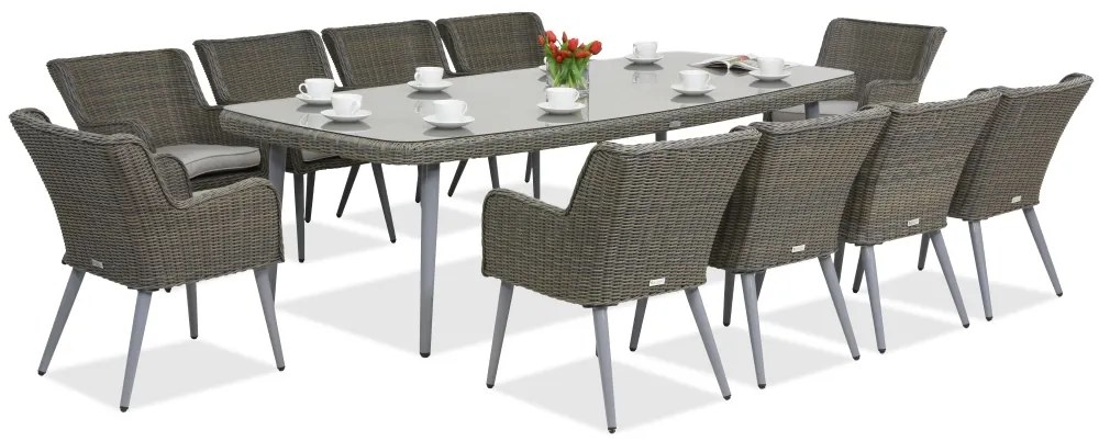 Exclusieve dining tuinset met grote tafel Córdoba voor 10 personen Garden Point grijs