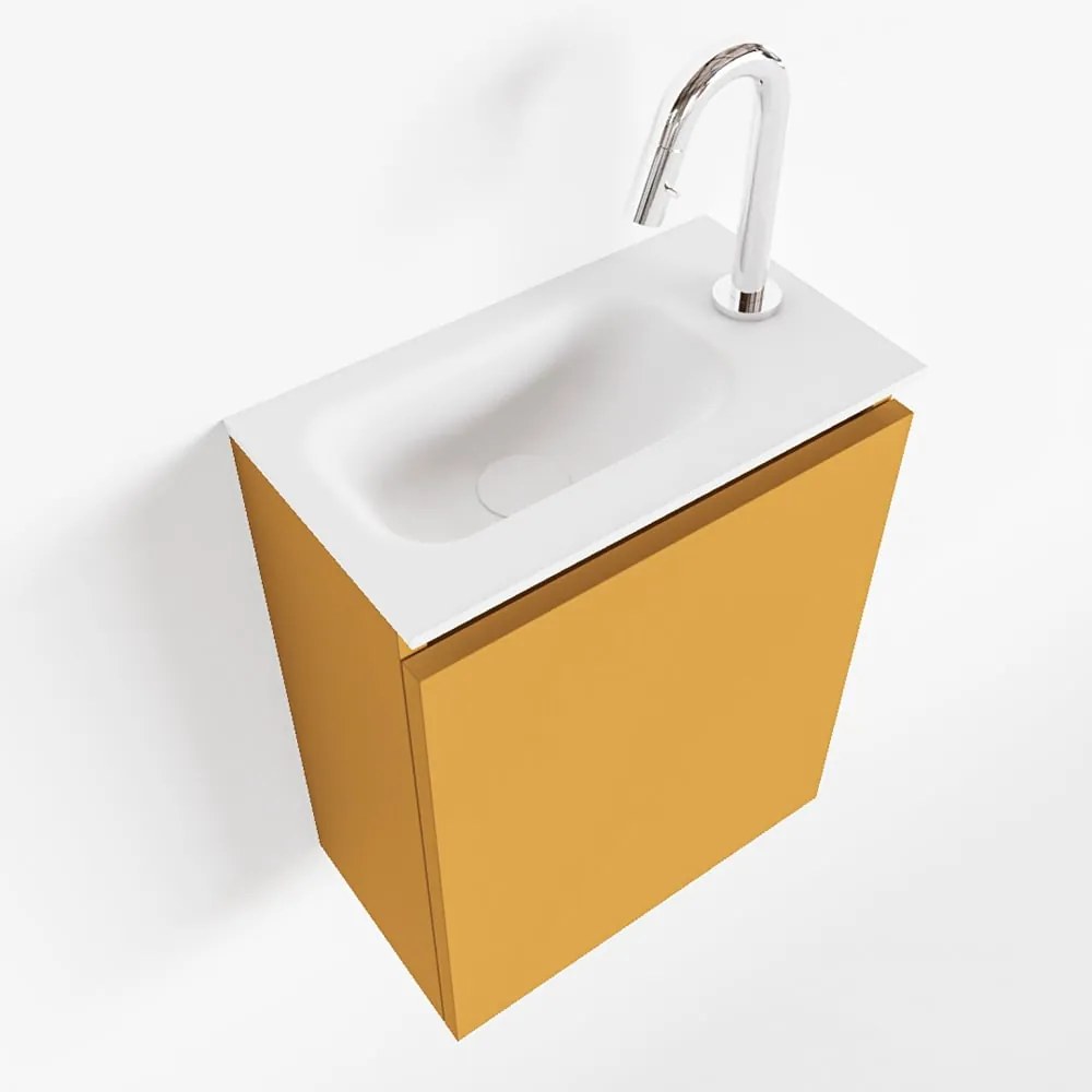Mondiaz Ture 40cm toiletmeubel ocher met wastafel talc links 1 kraangat