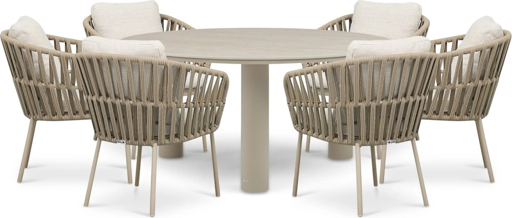 Tuinset 6 personen 158 cm Rope Zand/Beige Coco Elara/Trino