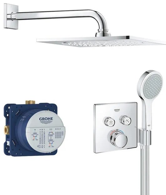 GROHE Grohtherm smartcontrol Regendoucheset Inbouw - hoofddouche 25.4cm - handdouche rond - wandarm F serie - chroom 34742000