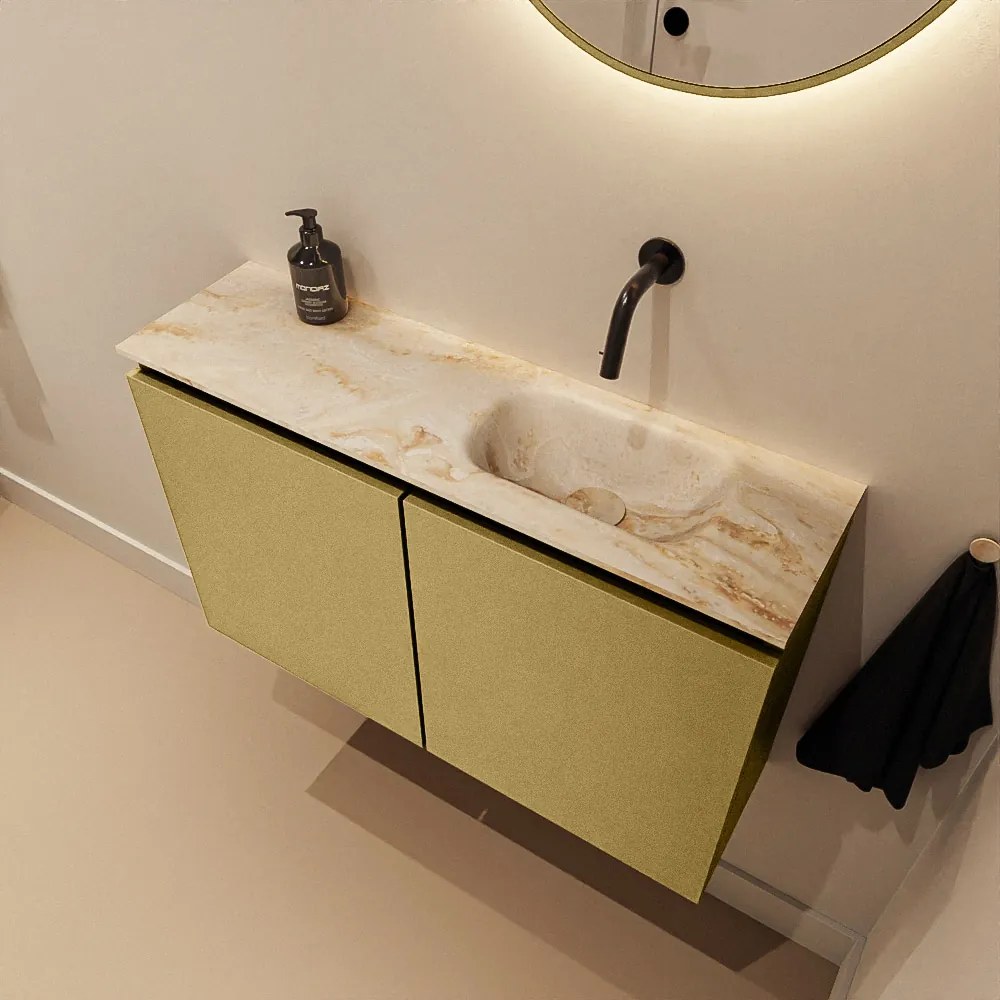 Mondiaz Ture DLux toiletmeubel 80cm oro met wastafel frappe rechts zonder kraangat