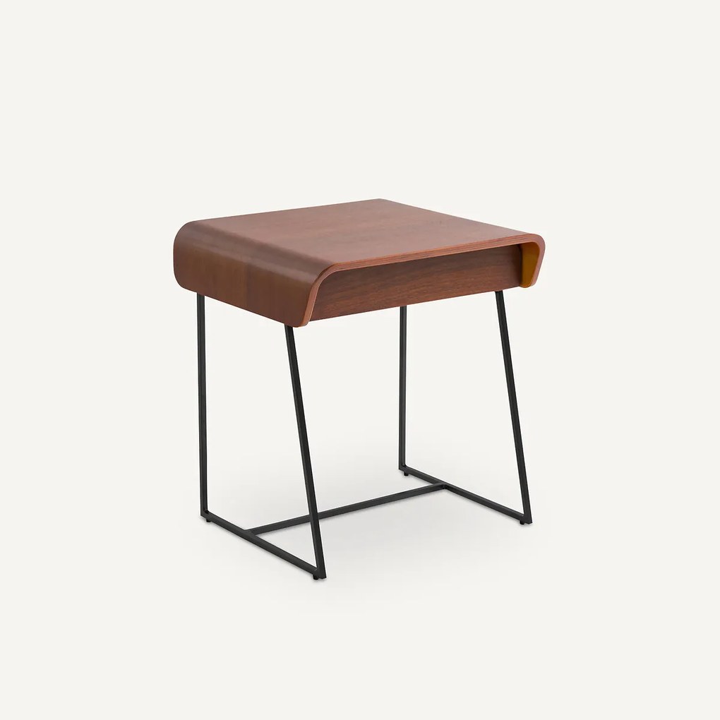 Nachtkastje in notenhoutfineer, Bardi design E. Gallina