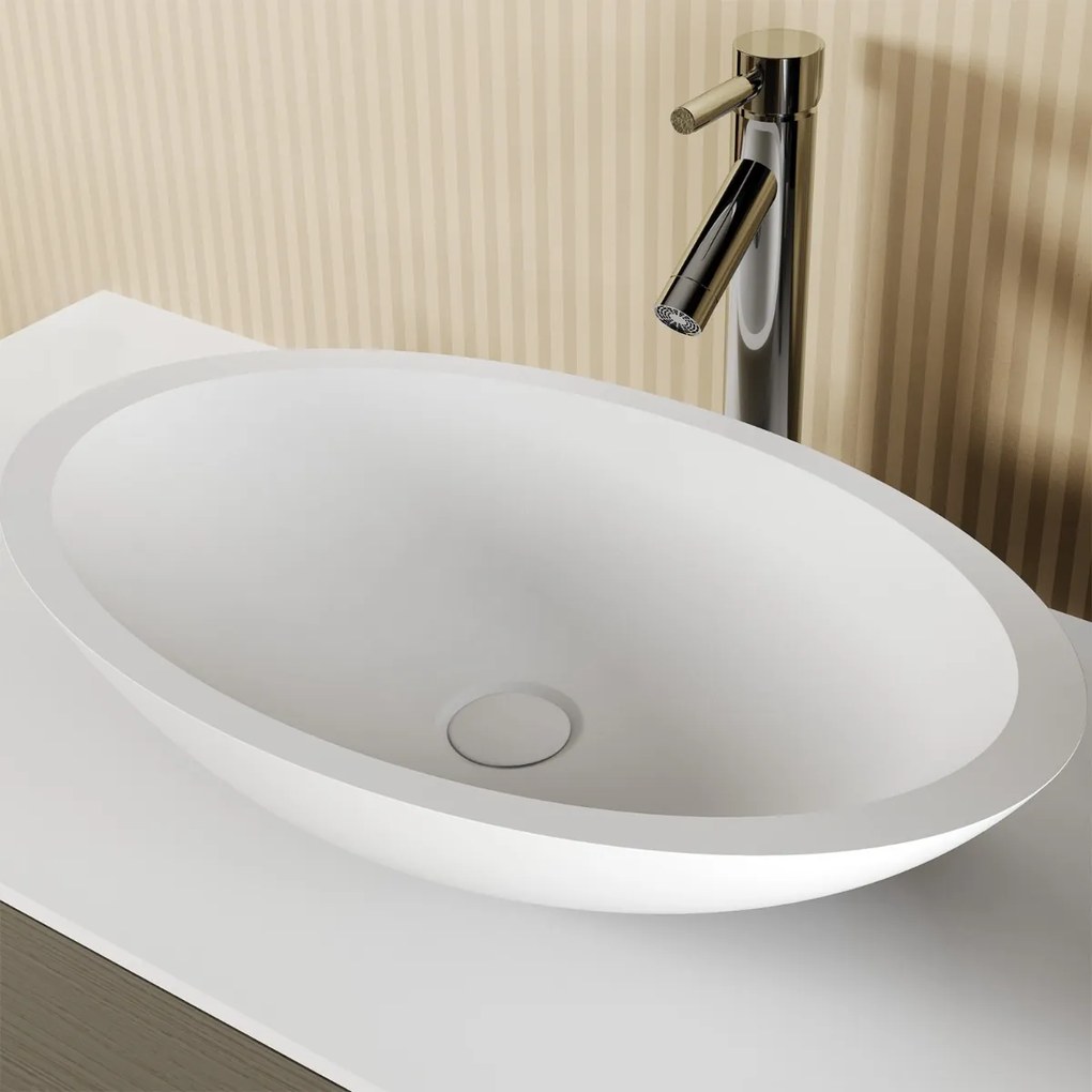 Riho Avella waskom solid surface ovaal wit mat