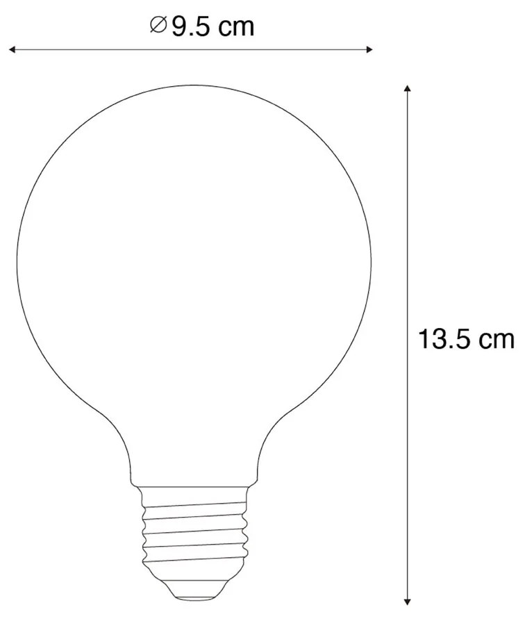 Set van 5 E27 dimbare LED spiraal filament G95 4W 270 lm 2200K