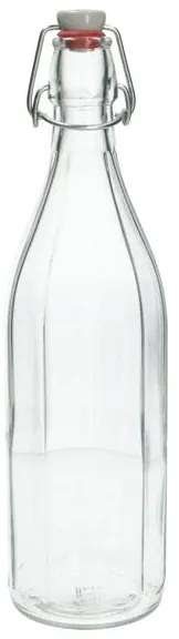 Beugelfles, facet, glas, porseleinen dop, 1 liter