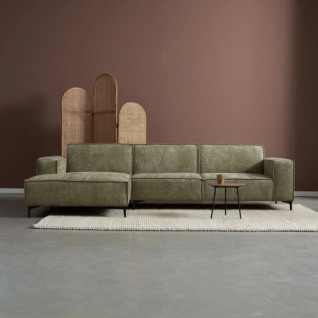 PEPP Interiors River Moderne Hoekbank Groene Stof Chaise Longue Links