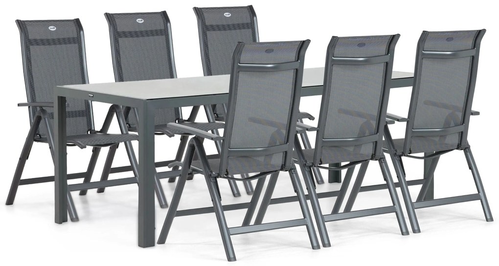 Tuinset 6 personen 210 cm Aluminium/textileen Grijs Hartman Alice/Venustas
