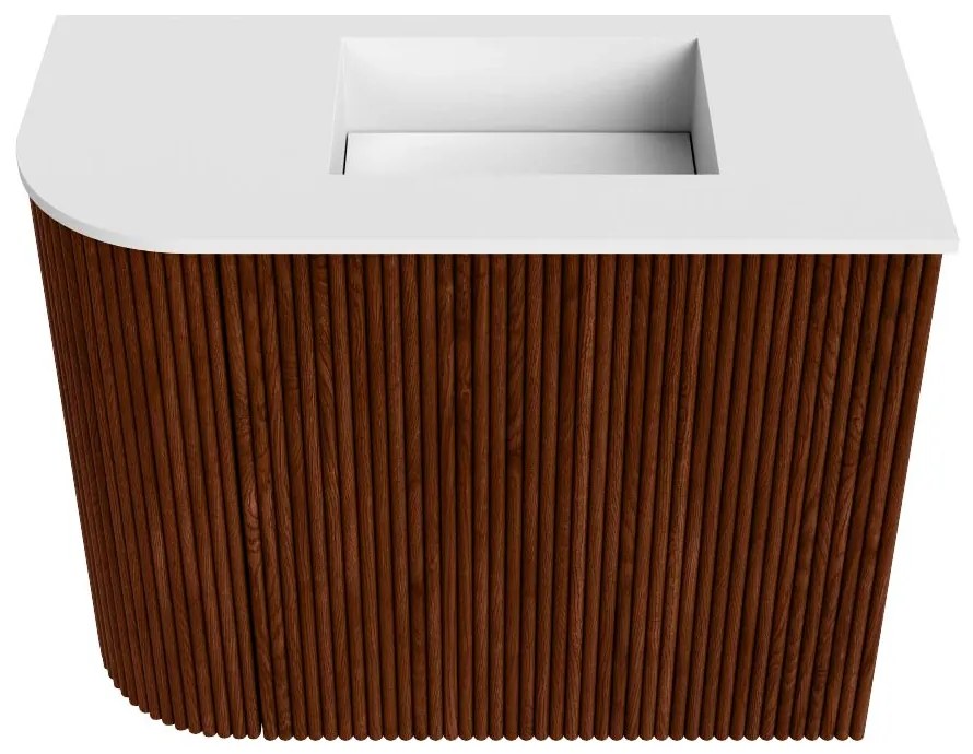 Mondiaz Joya 50cm toiletmeubel ronding links ruby met wastafel faye rechts zonder kraangat talc