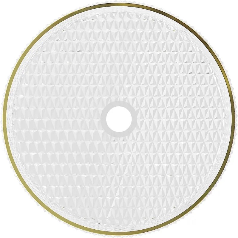 Mexen Aura glazen opbouwwastafel 39 x 39 cm, transparant/goud - 24013905