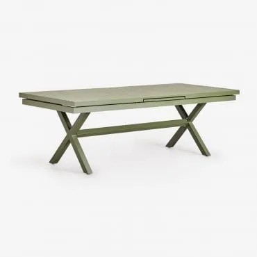 Karena Uitschuifbare Rechthoekige Aluminium Eettafel Groen – Intens Olijf & 240 - 300 X 90 Cm - Sklum