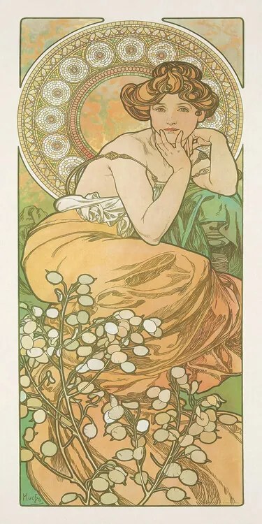 Kunstreproductie Topaz from The Precious Stones Series, Alfons Mucha