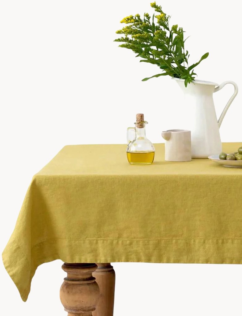 Handgemaakte linnen tafelkleed Lemon