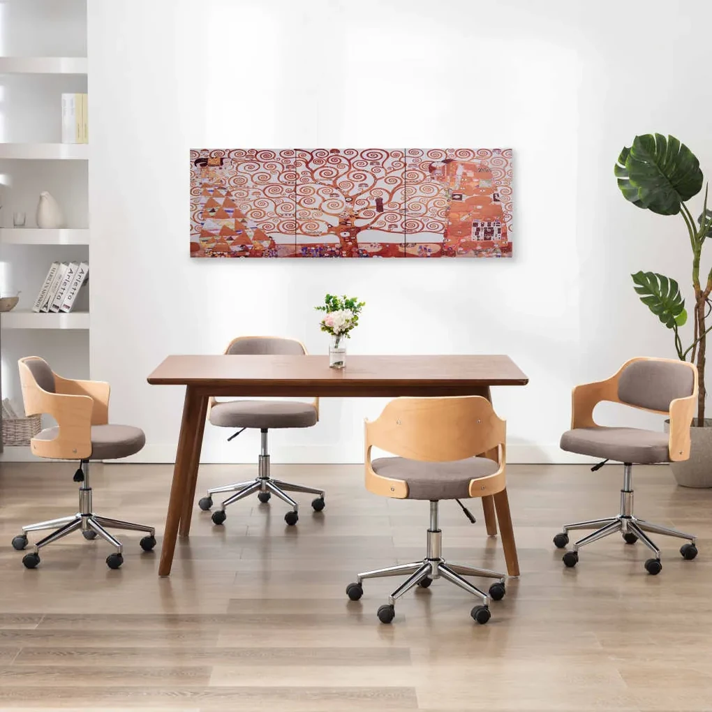vidaXL Wandprintset boom 120x40 cm canvas geel