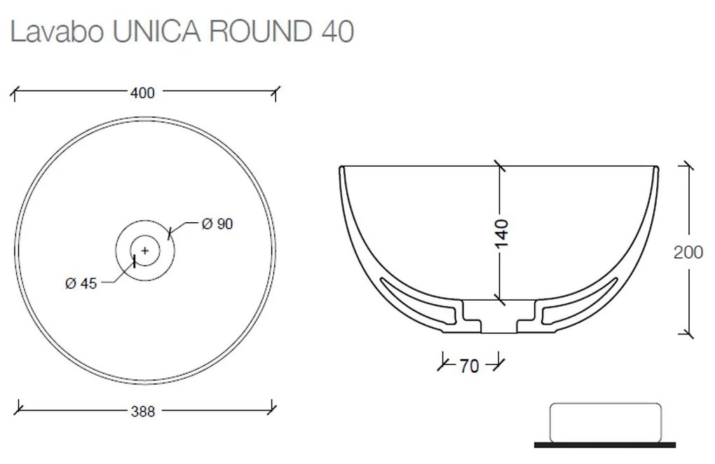 Salenzi Unica Round ronde opbouw wastafel waskom mat roze 40x20cm