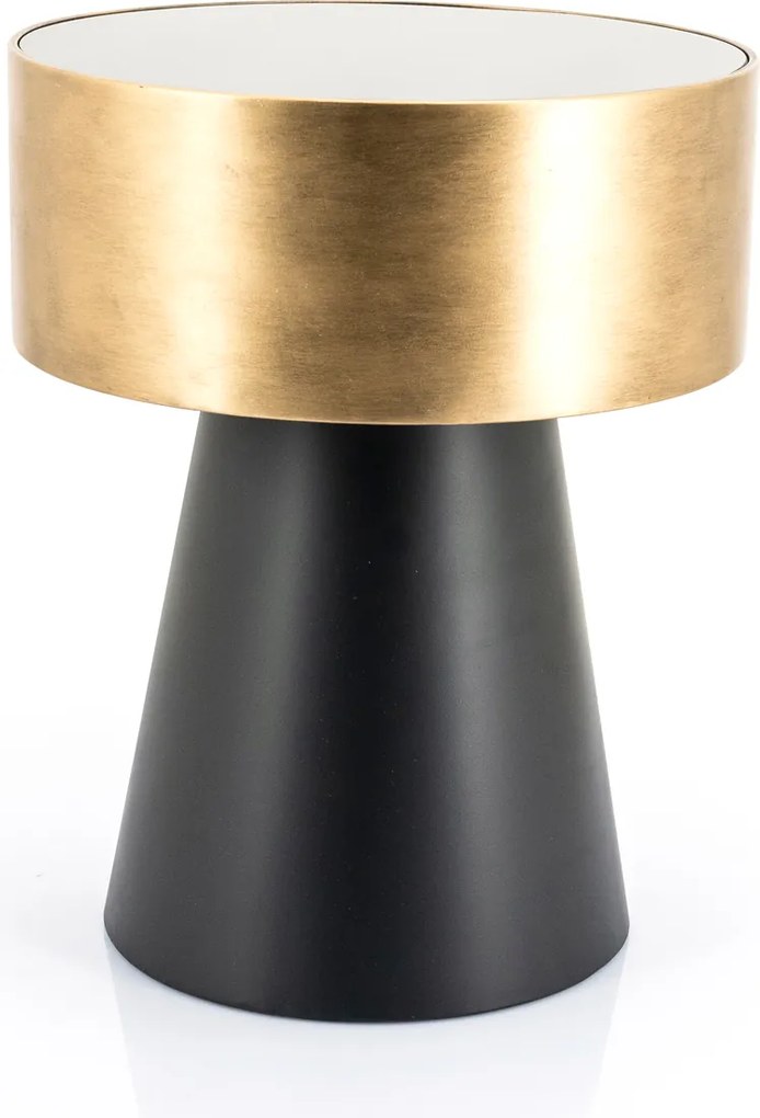 Ronde Bijzettafel Zwart Met Goud - 40 X 40cm.